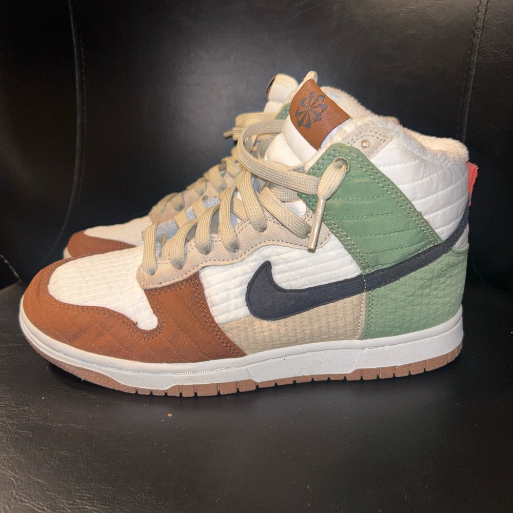 Nike Green and Brown High-Top Sneakers with Suede Overlays